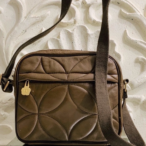 Eric Javits Chocolate Brown Quilted Cross Body Bag